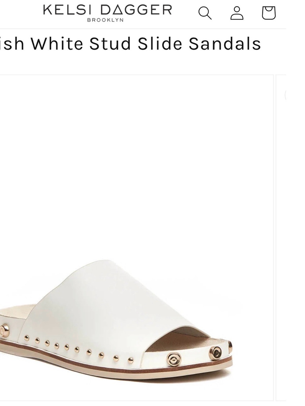 Kelsi Dagger White Slide Sandals with Gold Studs